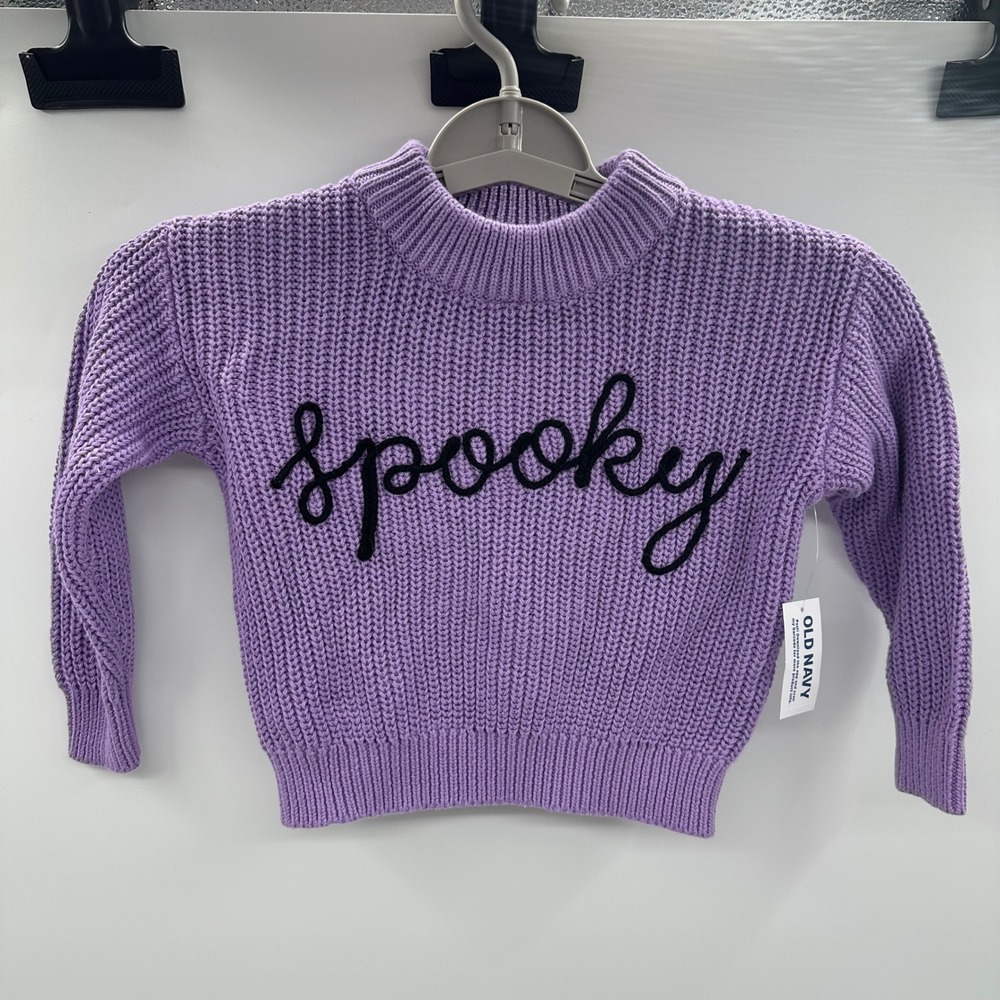 Old Navy Toddler Purple Spooky Halloween Cotton Knit Sweater 2T Brand NEW NWT